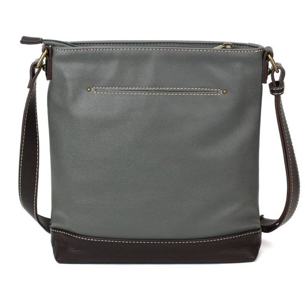 Chala Vegan Crossbody Bag Beagle Dog Applique Gray/Brown Adjustable Straps Zip - Picture 2 of 9
